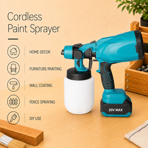 Pistola pulverizadora <span class=keywords><strong>de</strong></span> pintura HVLP inalámbrica <span class=keywords><strong>de</strong></span> 20V MAX con depósito grande <span class=keywords><strong>para</strong></span> muebles, paredes, coches y recubrimientos <span class=keywords><strong>de</strong></span> madera, herramienta <span class=keywords><strong>de</strong></span> fábrica OEM/ODM, suministro OEM - Product Image 2