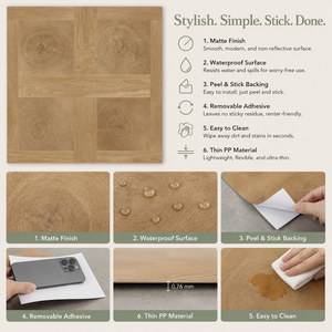 Loseta de Vinilo Antideslizante e Impermeable de 12"x12" (0.76mm) Personalizada, con Instalación Autoadhesiva para Uso en Interiores - Product Image 6