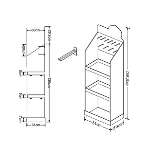 Espositore Pieghevole Personalizzato in Cartone Ondulato a Più Livelli con Ganci per Prodotti da Negozio - Product Image 4