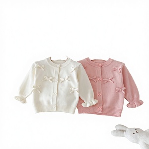 Latest FENGSIDA <b>Thick</b> Single Breasted Korean Baby Bow Knitted <b>Cardigan</b> Unisex Long Sleeve Top Sweet Simple Coat - Product Image 3