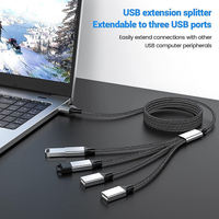 Hub USB 2.0 3.0 FJGEAR, Adaptador de 4 Puertos, Divisor USB Múltiple, 1 Macho a 4 Hembras, Cable de Extensión para Laptop, PC, Escritorio, Cargador