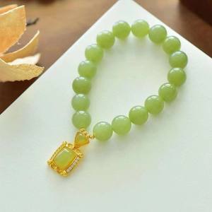 Gran oferta, pulsera de cristal de Jade Retro a la moda, pulsera de cuentas de Jade de la suerte para mujer, joyería colgante de temperatura - Product Image 3