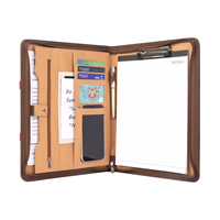 Porte-documents professionnel en cuir A4 portable avec calculatrice intégrée et logo personnalisé pour un usage professionnel