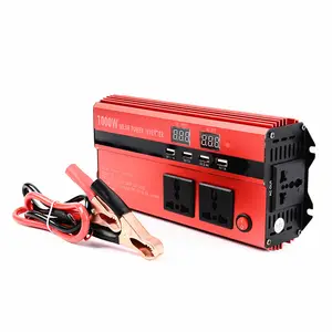 1000W row plug inverter DC12v to AC220V power converter 3 AC output 4-port USB charging belt Digital display