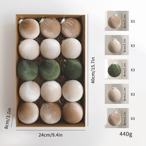 Nouvelle conception 2026, 12 pièces, boules <span class=keywords><strong>de</strong></span> Noël en plastique enveloppées <span class=keywords><strong>de</strong></span> tissu <span class=keywords><strong>de</strong></span> 8 cm, décorations d'arbre <span class=keywords><strong>de</strong></span> Noël, ornements, bolas <span class=keywords><strong>de</strong></span> Navidad - Product Image 6