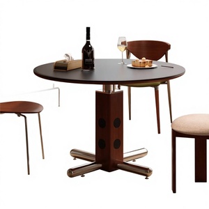 Mesa de Comedor Idao Quiet Luxury, Estilo Nórdico Bauhaus, de Madera Maciza con Patas Metálicas, Tapa Redonda de <span class=keywords><strong>Pizarra</strong></span>, para 6 Personas, Muebles para el Hogar - Product Image 2