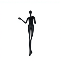 Mannequin féminin grandeur nature avec tête en FRP, visage ovale, noir mat, élégant, pour vitrine de magasin de mode