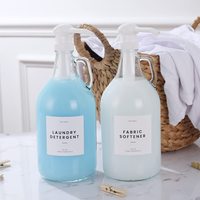 Bouteille distributeur à pompe en verre demi-gallon, pichet de 64 onces avec pompe pour sauces, sirops, savons et détergent à lessive
