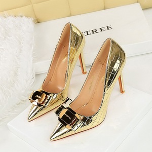 Patent Leather New Women <b>Shoes</b> Pointed Toe Stiletto Metal <b>Bow</b> 10CM Heels - Product Image 4