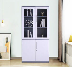 Meubles de bureau en métal imperméables au design moderne, armoires de classement en acier avec bordure de 12 mm, nouveau design, porte en verre pliable pour l'école - Product Image 1