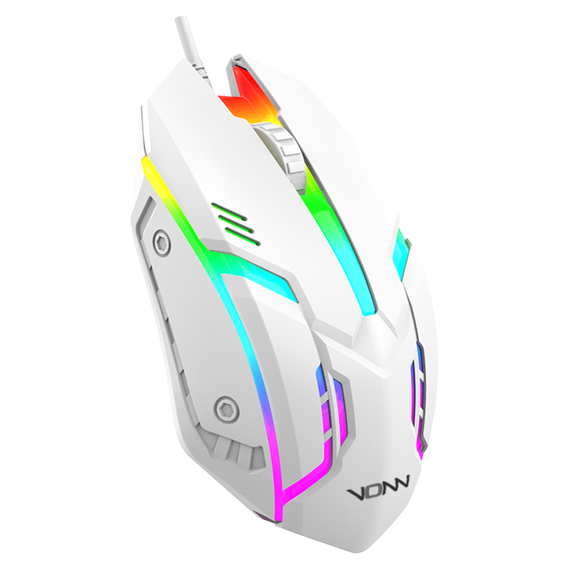 VONN New Arrival Gaming USB Ergonomic White Optical 3Keys RGB Glow Colourful 1200DPI Wired Mouse Desktop PC Computer Laptop Mice
