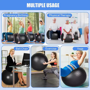 Yx Large Black <b>Yoga</b> Ball Fitness Stability Exercise Pump Anti Design Safe Workouts Balls - Product Image 5