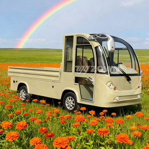 Carro Eléctrico Ligero de Servicio, Carro Plano Simple de Color Beige para Mantenimiento de Paisajes en Resorts y Parques - Product Image 2