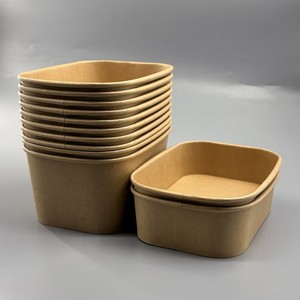 Bol en papier kraft recyclé écologique, imprimé sur mesure, récipient alimentaire jetable pour plats à emporter et restauration rapide - Product Image 5