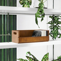 Boîte de rangement en bois pour CD avec poignées, caisse de rangement pour disques vinyles, étagère magnétique empilable pour supports multimédias, support rétro pour cassettes