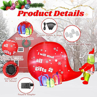 Ornements de Noël gonflables personnalisés dinosaure vert volant un sac de cadeaux de Noël avec éclairage LED décor d'entrée