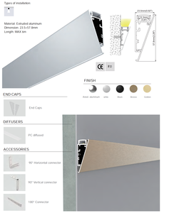Profilé en aluminium pour bande <span class=keywords><strong>LED</strong></span> 76x76mm, lumière <span class=keywords><strong>de</strong></span> plafond, mur, angle, coin, lampe <span class=keywords><strong>LED</strong></span>, barre lumineuse - Product Image 3