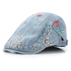 Chapeaux de lierre pour femmes à motif floral britannique en coton délavé classique avec logo personnalisé en gros, casquette de <span class=keywords><strong>gavroche</strong></span> en métal réglable vintage - Product Image 4