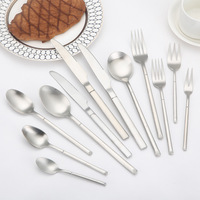 Juego de Cubiertos de Acero Inoxidable 304 con Acabado Arenado, Estilo Moderno y Minimalista, Serie Sanding Knight, para Restaurantes y Hoteles