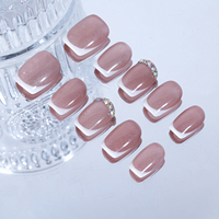 Ongles artificiels courts carrés français personnalisés faits à la main, 10 pièces, faux ongles en acrylique à marque privée, ongles artificiels à presser