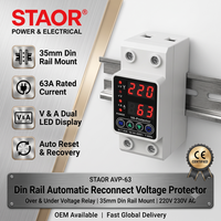 Protector de Sobretensión y Baja Tensión 40A 63A 80A, Relé de Voltaje Ajustable para Caja de Distribución Doméstica, Protección de Seguridad AC220V