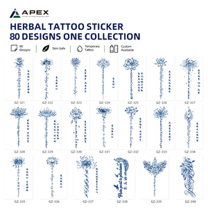 สติ๊กเกอร์สักลายสมุนไพรแบบกึ่งถาวร 80 แบบ ขนาด 110x180 มม. ลายดอกบัว - Product Image 3
