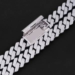 Heren Cubaanse Schakelketting Hiphop Cubaanse Ketting 18K Goud Zilveren Ketting Diamant Geslepen Kettingen Voor Mannen 8Mm 14Mm - Product Image 6