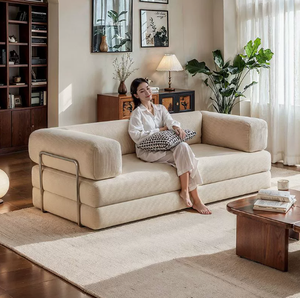 Sofá Cama Plegable Moderno de Pana y Franela, Convertible, Modular, Duradero, Cómodo y Compacto para Sala de Estar - Product Image 2