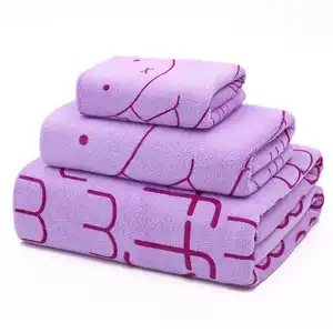 Every set 3 pcsMicrofiber Fabric fast drying Jacquard bathroom hand towel eco-friendly hair wrap towel microfiber bath towel set
