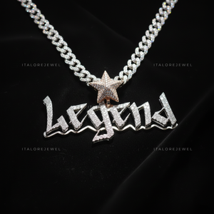 จี้รูปดาว Star Legend เงินแท้ 925 ชุบทอง ประดับมุกน้ำจืดแบบ Channel Set ฝังเพชรโมอิสซาไนต์แบบ Micro Insert สไตล์ฮิปฮอป เหมาะสำหรับงานปาร์ตี้ ใช้ได้ทั้งผู้ชายและผู้หญิง - Product Image 3
