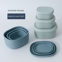 Boîte à lunch en silicone de style japonais et coréen, compatible micro-ondes, mini, pour le bureau et la cuisine, ensemble de rangement carré à trois niveaux, capacité de 501 à 800 ml