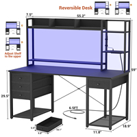 Mise à niveau du bureau de poste de travail de jeu moderne avec huche Bureau d'ordinateur réversible avec panneau perforé Assemblé Caractéristiques en bois