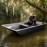 Bateau en aluminium stable de 10 pieds, 12 pieds, 14 pieds, 16 pieds - Bateau de pêche à fond plat, eaux peu profondes, 3 à 6 personnes, léger, moteur en option