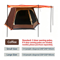 Tente de camping automatique 2-en-1 grande taille pour toutes les saisons, avec auvent, double couche, base Oxford imperméable, taffetas argenté, pour l'extérieur