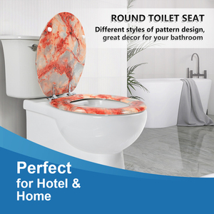 赤い大理石模様の便座成形木制便座静かに閉じるとバスルーム用クイックリリースヒンジ - Product Image 5