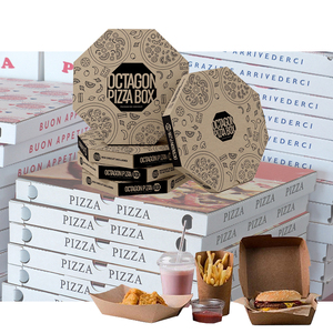 Wholesale logo printed paper food to go takeout container customized 23x23 hexagonal octagonal pizza packaging boxes with logo