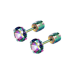 2024 différentes tailles 2-6mm coloré zircone pierre 18k plaqué or noir <span class=keywords><strong>pistolet</strong></span> plaqué acier inoxydable <span class=keywords><strong>Tragus</strong></span> boucles d'oreilles pour les femmes - Product Image 2