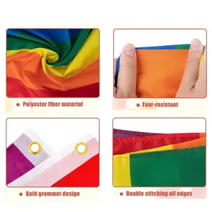 Double Sided Inclusive Progress Pride Rainbow Flag Heavy Duty Polyester LGBTQ Rainbow Pride Flags Banners With 2 Brass Grommets