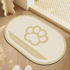 Tapis de bain en terre de diatomées, design ovale minimaliste, motif empreinte, absorbant, antidérapant, séchage rapide, résistant à l'usure, pour salle de bain - Product Image 4