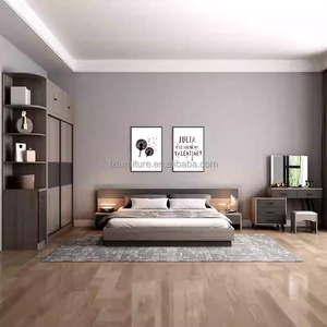 Affordable Studio Apartment <b>Bedroom</b> Furniture Sets Durable Wooden Bed with Full-Height Wardrobe <b>Vanity</b> Desk & Nightstands - Product Image 4