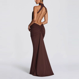 Robe de <span class=keywords><strong>soirée</strong></span> <span class=keywords><strong>longue</strong></span> élégante et flatteuse, rouge, sans manches, avec design à empiècements, douce, taille haute plissée, grande taille - Product Image 5