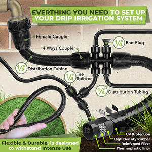 Kit d'irrigation goutte à goutte 12,3 m 14,8 m noir, système d'arrosage de jardin à connexion rapide, fournitures d'irrigation automatique pour fleurs et plantes - Product Image 4