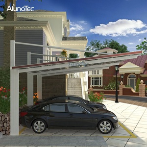 Auvent de toit pour voiture <span class=keywords><strong>double</strong></span>, moderne, imperméable, gris, en aluminium, pour jardin, terrasse, garage, abri de voiture, parking extérieur - Product Image 2