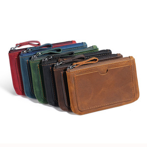 Portafoglio Minimalista Vintage in Vera Pelle di Vacchetta Blu per <span class=keywords><strong>Uomo</strong></span> con Portamonete con Cerniera e Tasca Frontale Sottile Porta Carte - Product Image 6