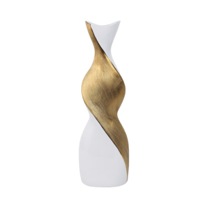 Vaso in ceramica intrecciata bianco e oro, decorazione per la casa, accessorio per il soggiorno, da posizionare su un tavolo. - Product Image 3