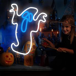 Letrero LED de Neón con Diseño de Fantasma de Halloween, Letrero Transparente de Acrílico para Escaparates, Indicador de Luz Ambiental, Tablero de Visualización Personalizable de 5V - Product Image 5