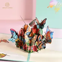 절묘한 3D 비행 나비와 꽃 팝업 어머니의 날 카드 감사 카드 생일 카드