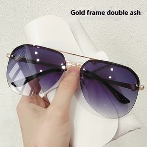 新款男女时尚金属太阳镜9258金框半框双光束飞行员定制标志 - Product Image 6