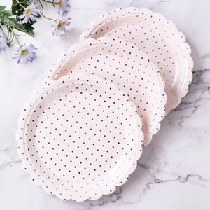 Serviettes modernes dorées à pois, assiettes en papier jetables blanches imprimées pour fête de Pâques, étoiles brillantes estampées à chaud, biodégradables - Product Image 3