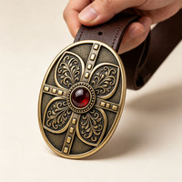 Boucle de ceinture vintage moderne style western en bronze antique avec pierre rouge, boucle de ceinture moulée sous pression pour hommes, décorative pour jeans